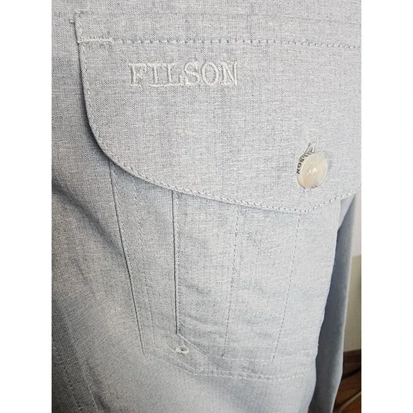 Filson Womens Twin Lakes Sport Shirt Blue Stone Long Sleeve Ventilated  M - Picture 2 of 10